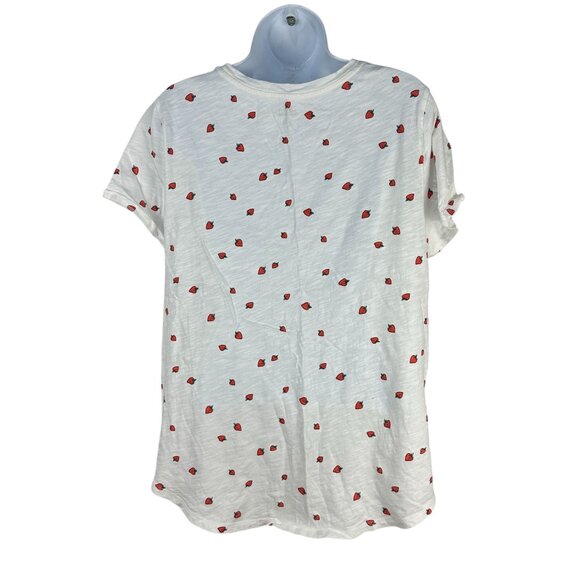 Old Navy Everywear L Tall White T Shirt Red Strawberry Print - Picture 2 of 4